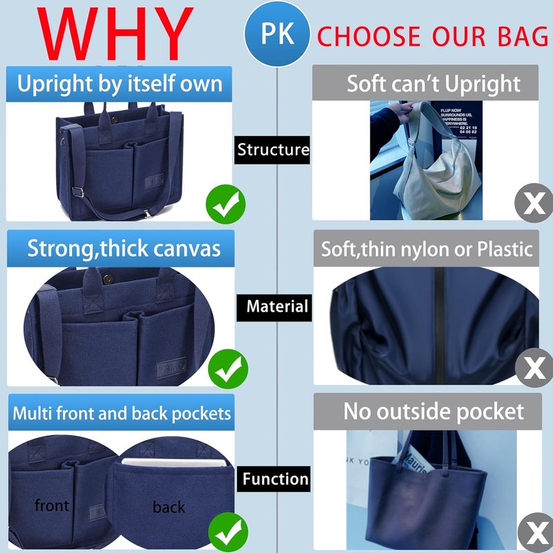 ZHMO Canvas Tote Bag for Women,Women's Bags Crossbody Bags Work Laptop Tote Bag Large Handbags Purse for Travel Nurse Teacher - Image 5